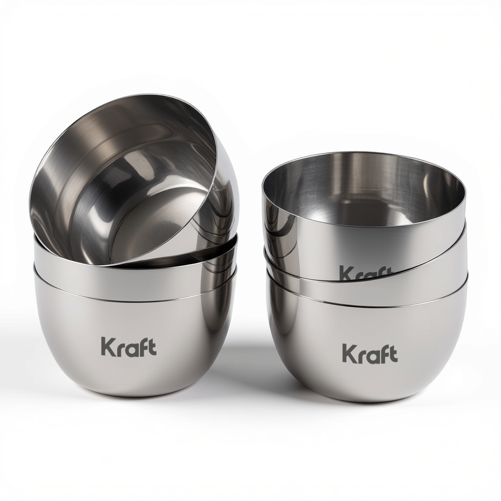 Kraft stainless steel Regal katori bowl set white bg