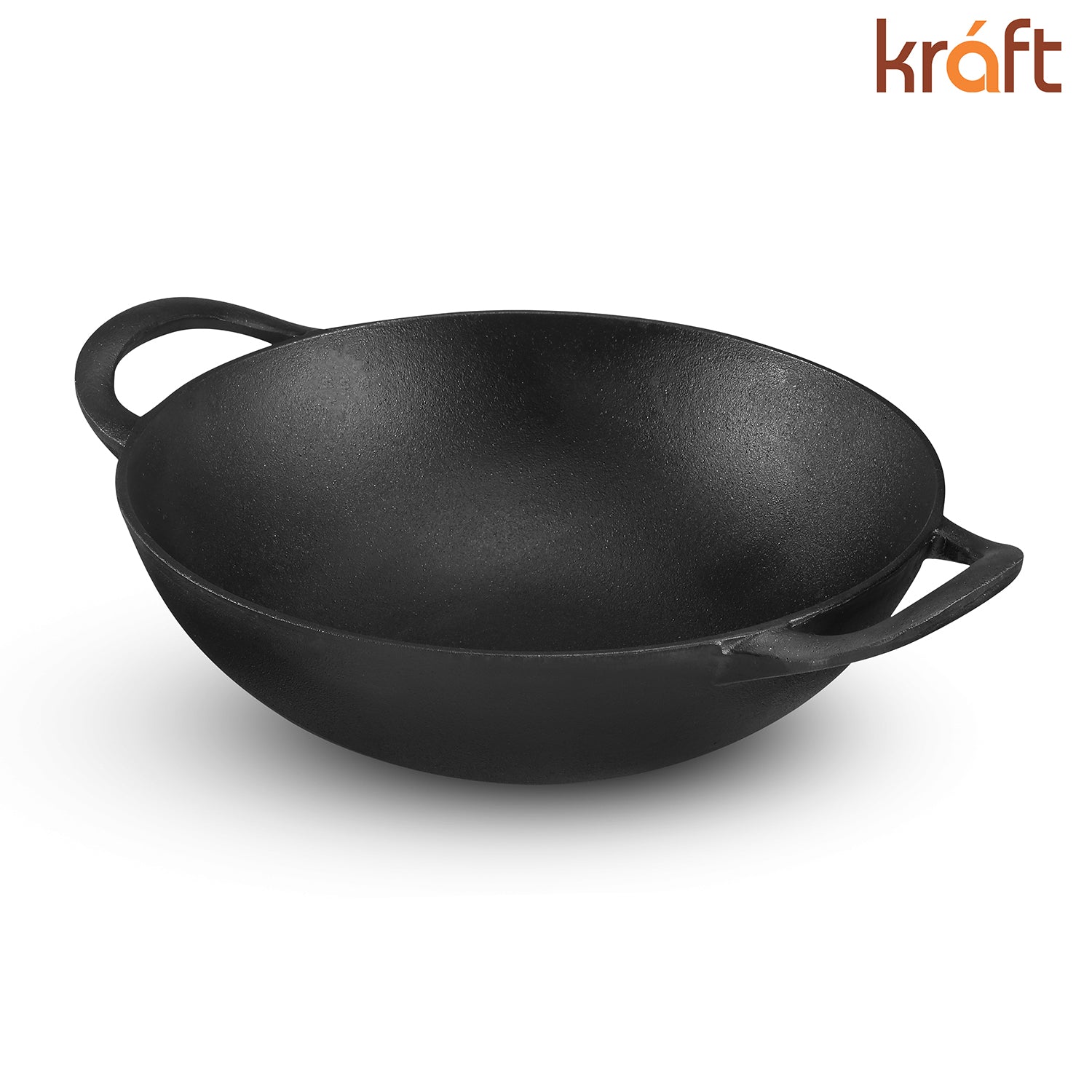 Kraft cast iron kadai induction friendly pre-seasoned handle