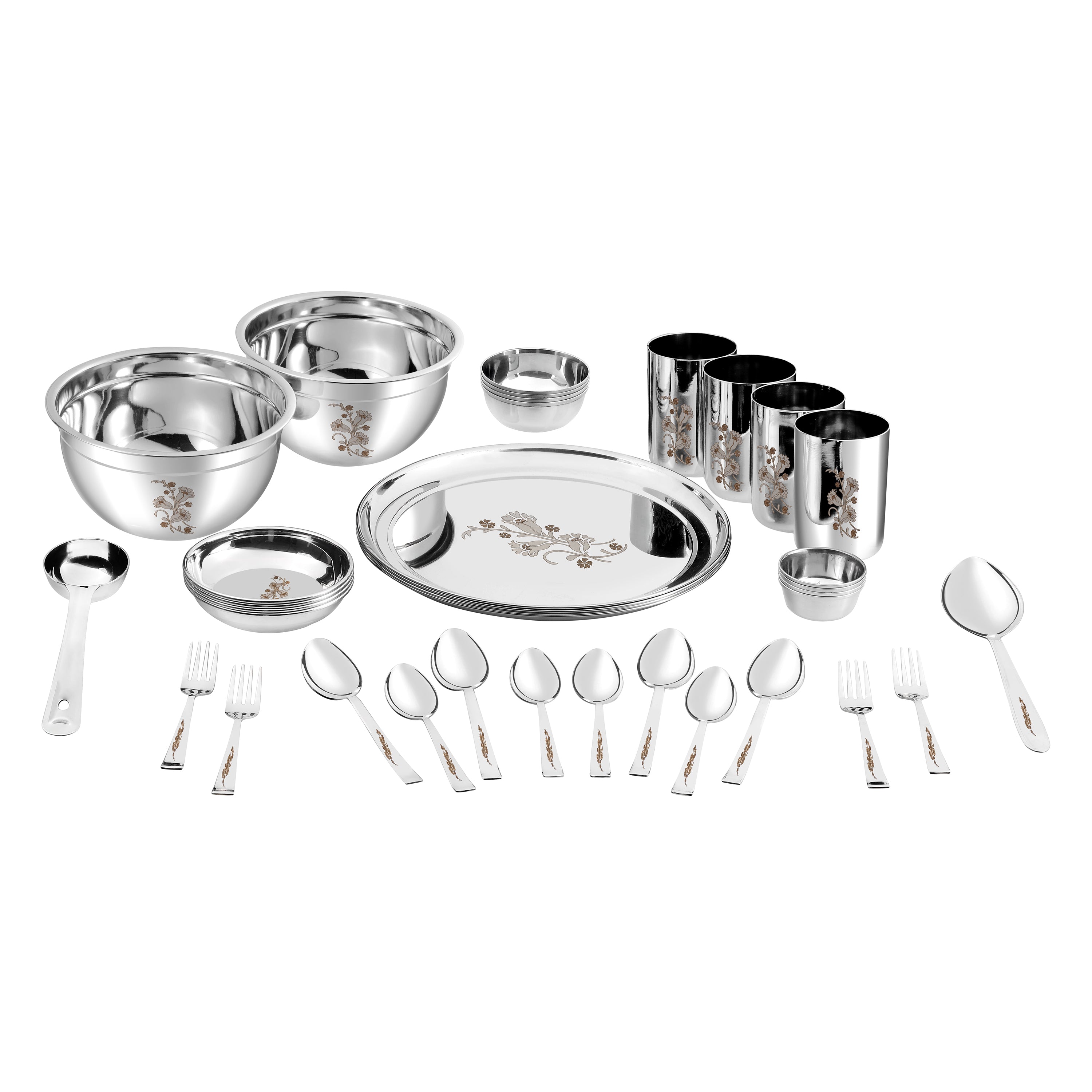 Kraft stainless steel Tulip dinner set 36pc group view