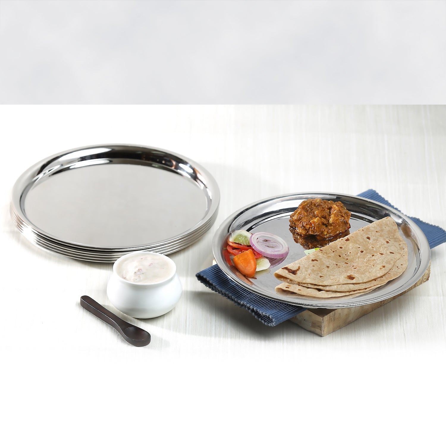 Kraft Premium stainless steel full plate set 6pc dinner plates