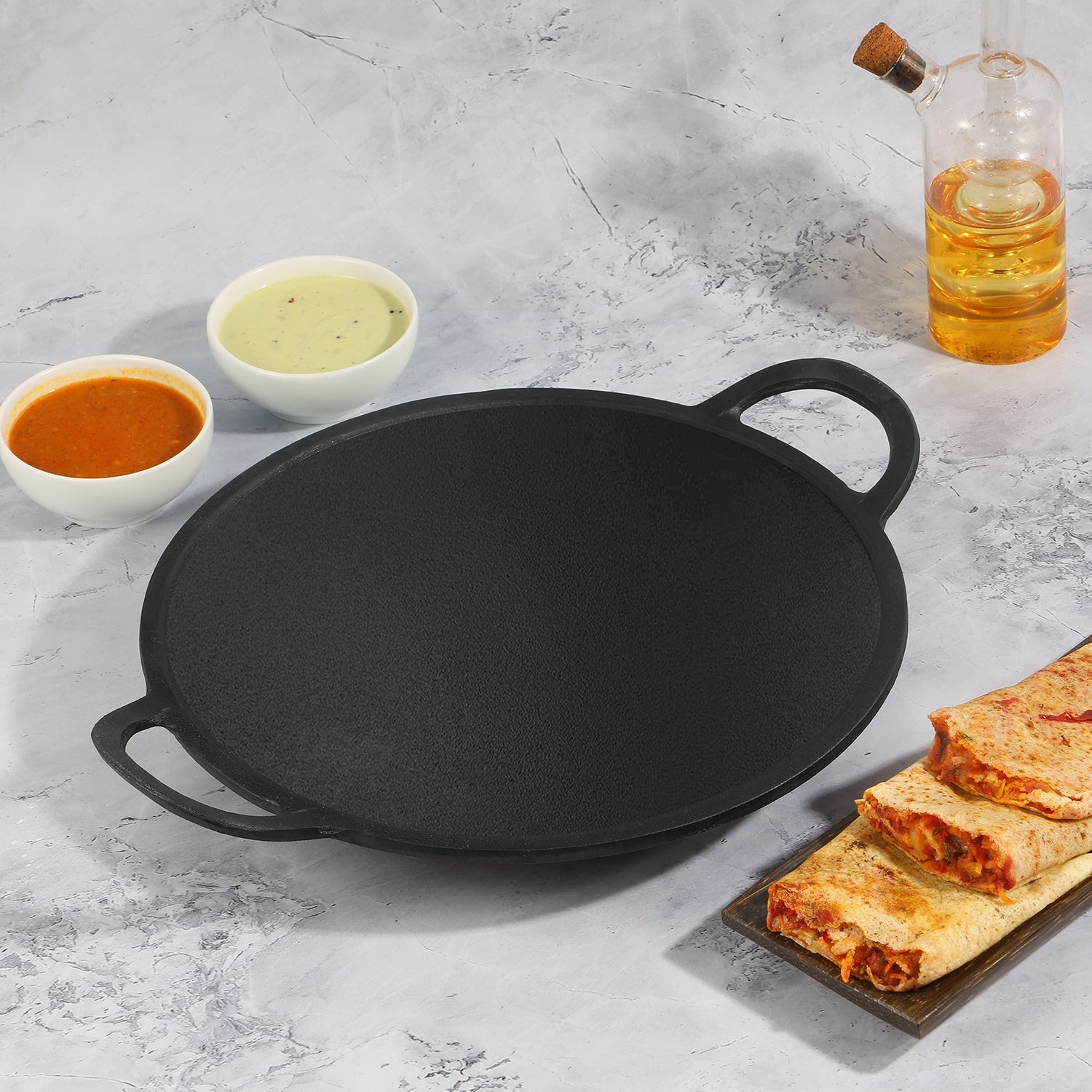 Kraft Infinity cast iron dosa tawa 28cm induction friendly pre-seasoned