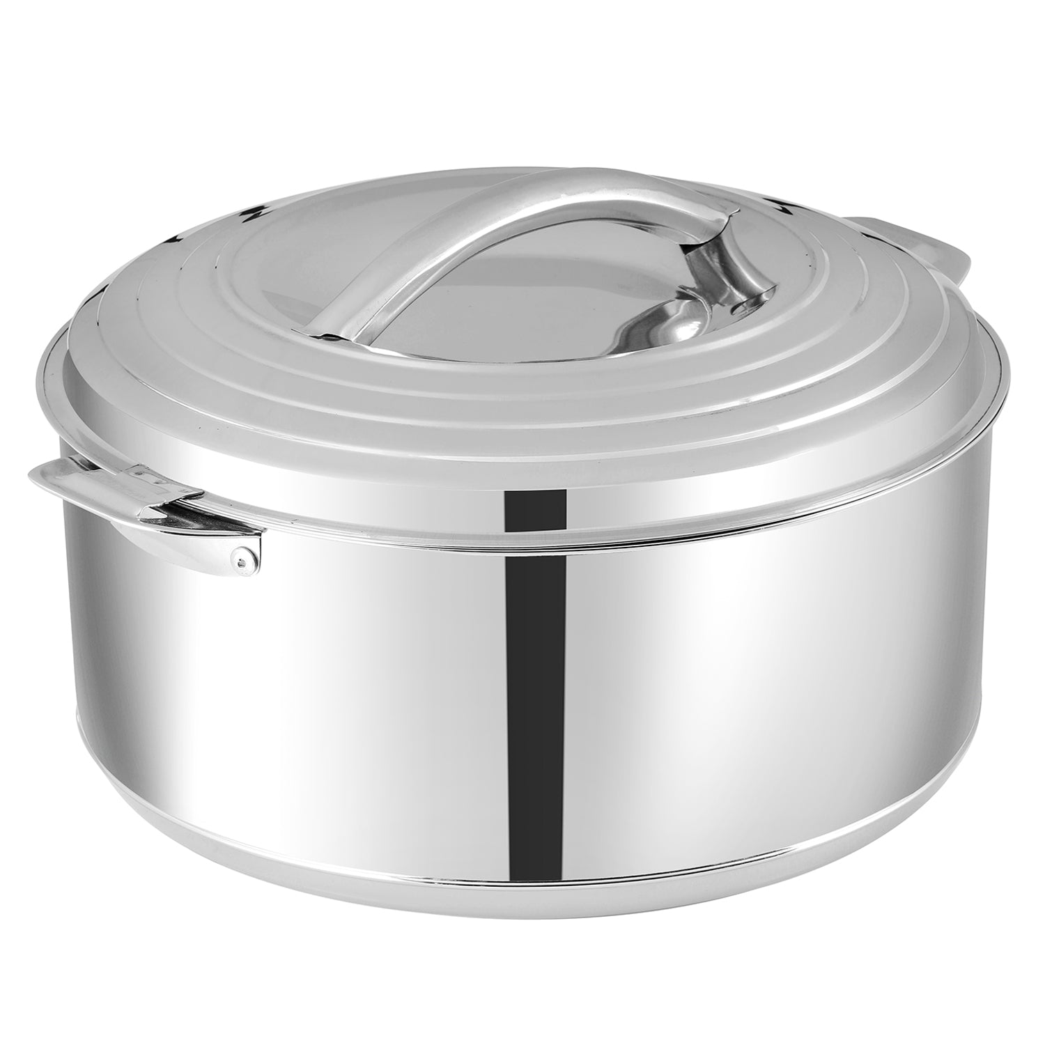 Mars stainless steel casserole showing side latch handle and secure lid mechanism