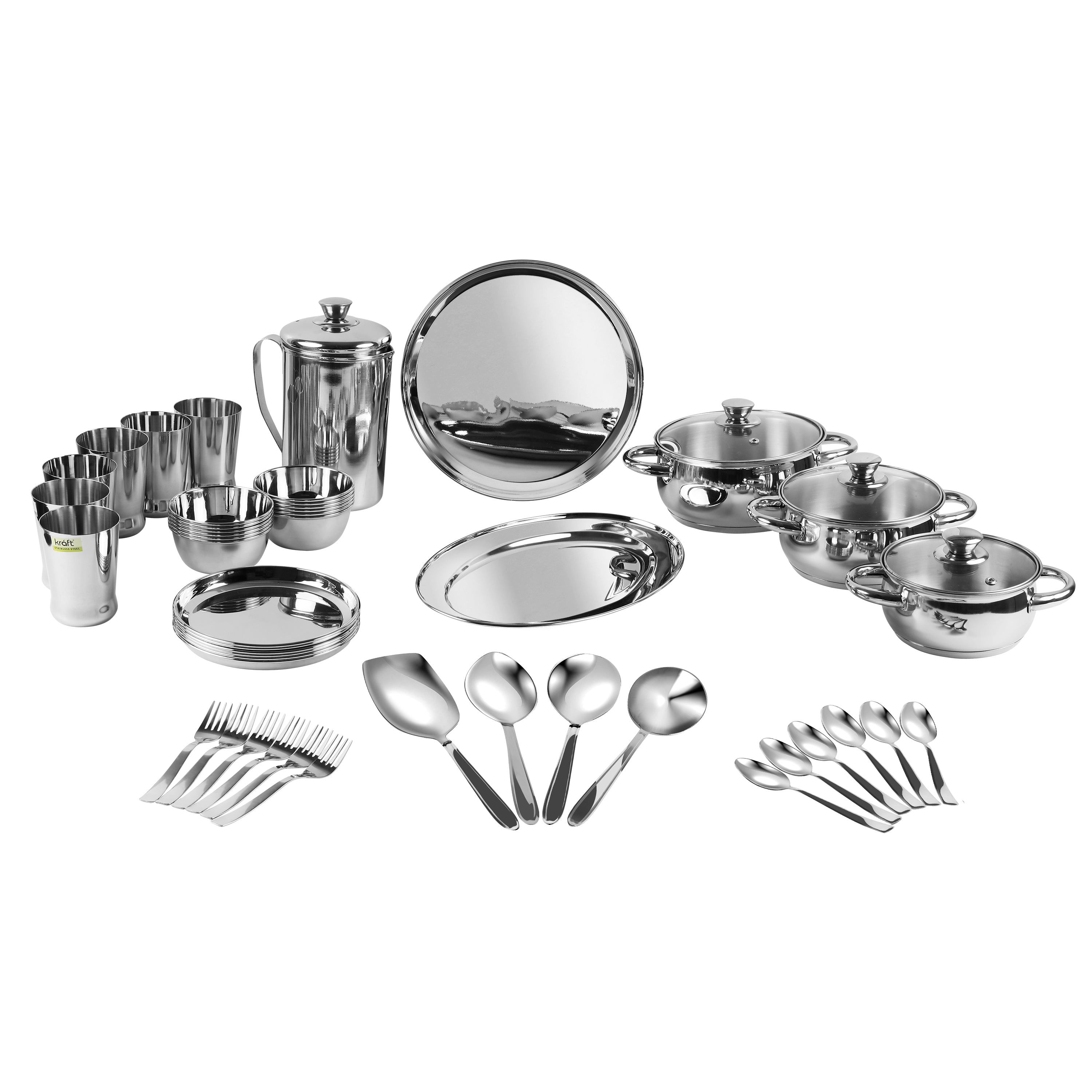 Kraft stainless steel Milano 57pc dinner set detail