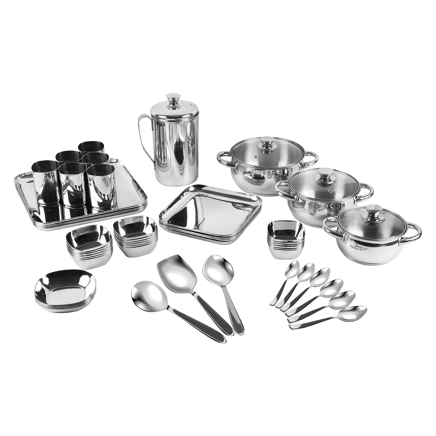 Kraft stainless steel Qubic 55pc dinner set detail