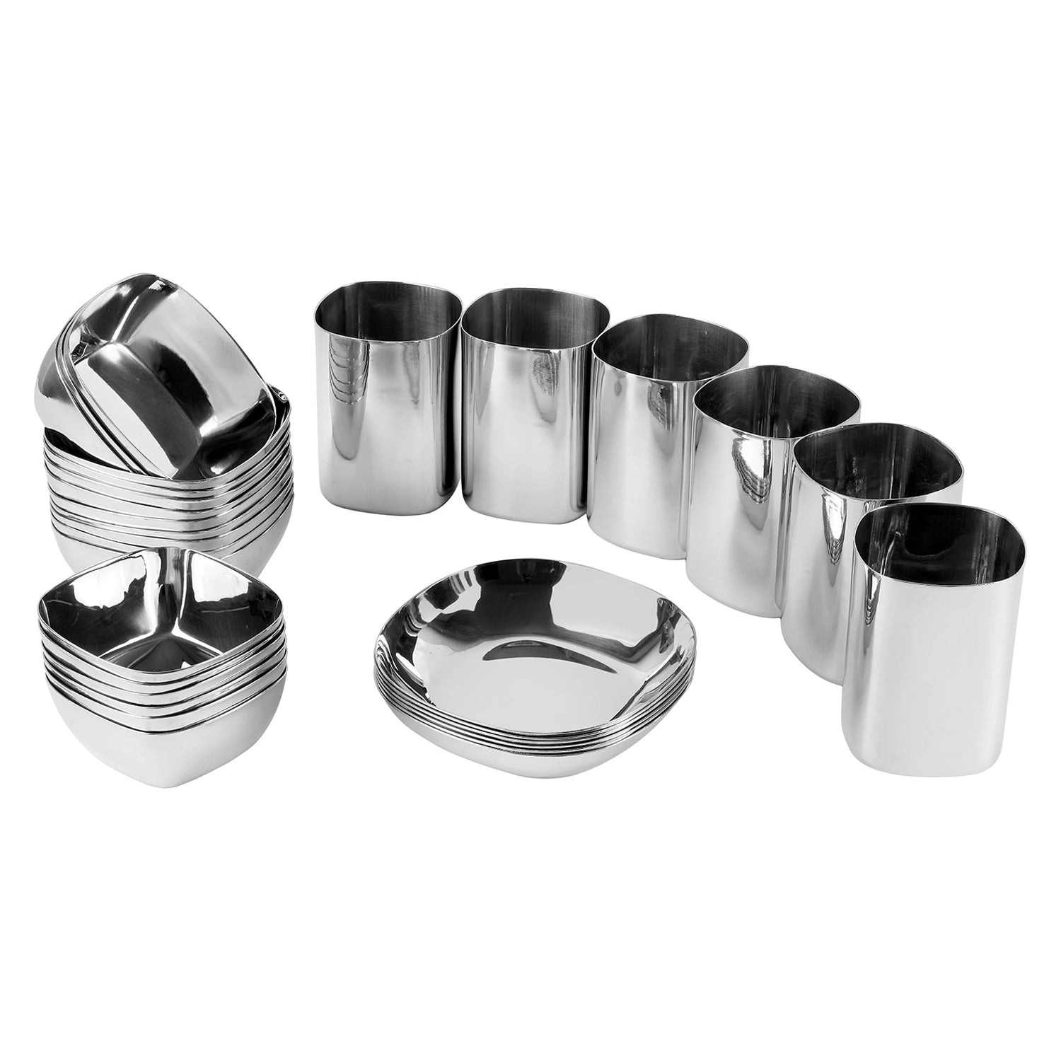 Kraft stainless steel Qubic 55pc dinner set arrangement