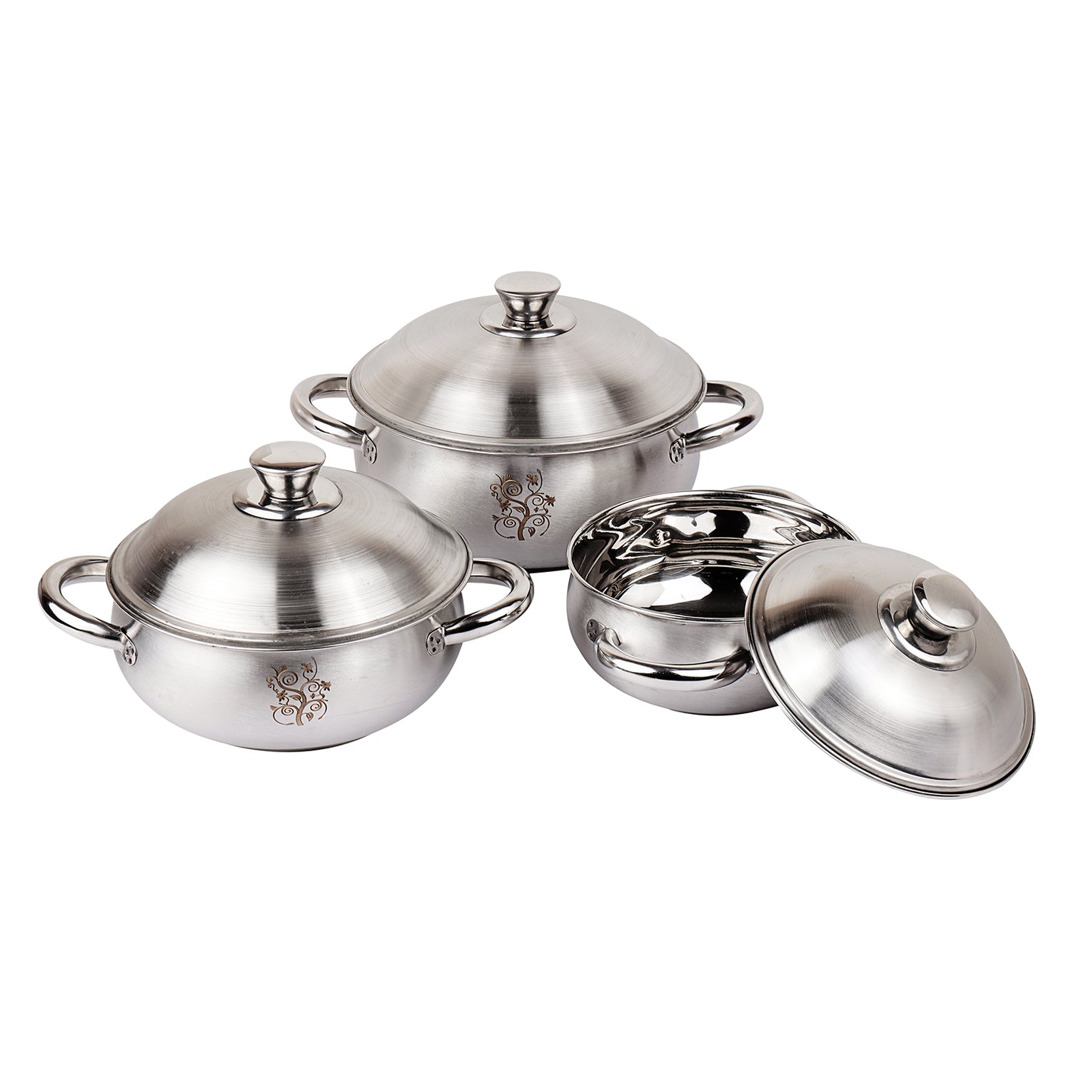 Kraft stainless steel Tulip dinner set 51pc detail view