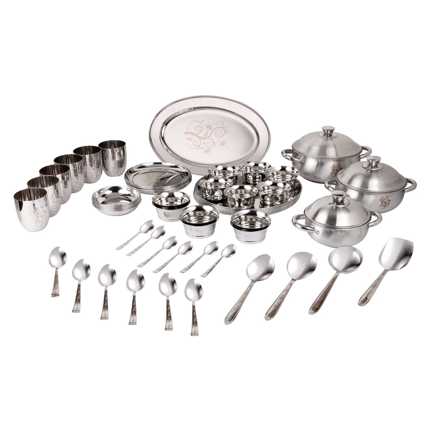 Kraft stainless steel Tulip dinner set 51pc serving