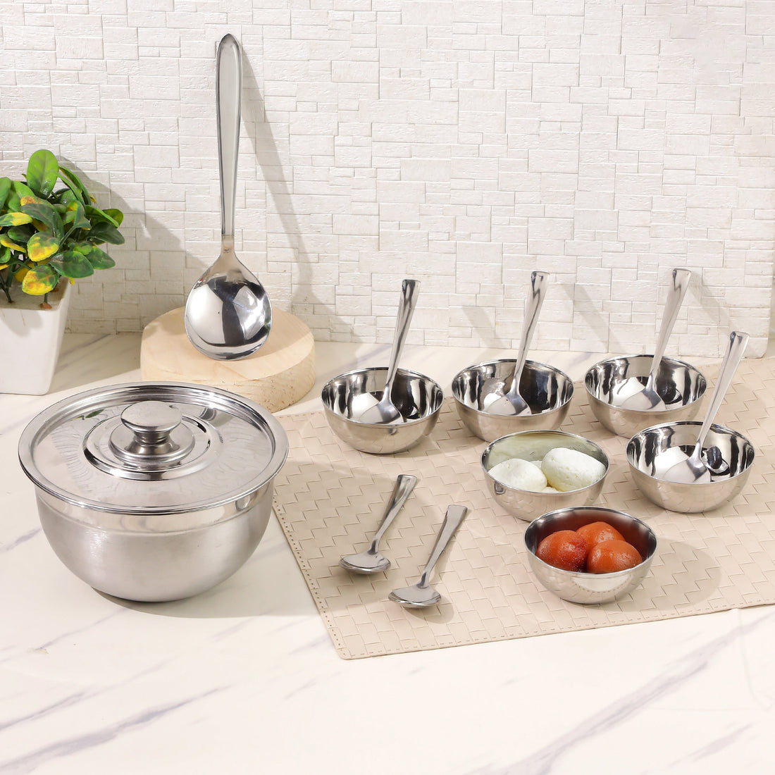 Kraft stainless steel pudding dessert set serving bowls tableware