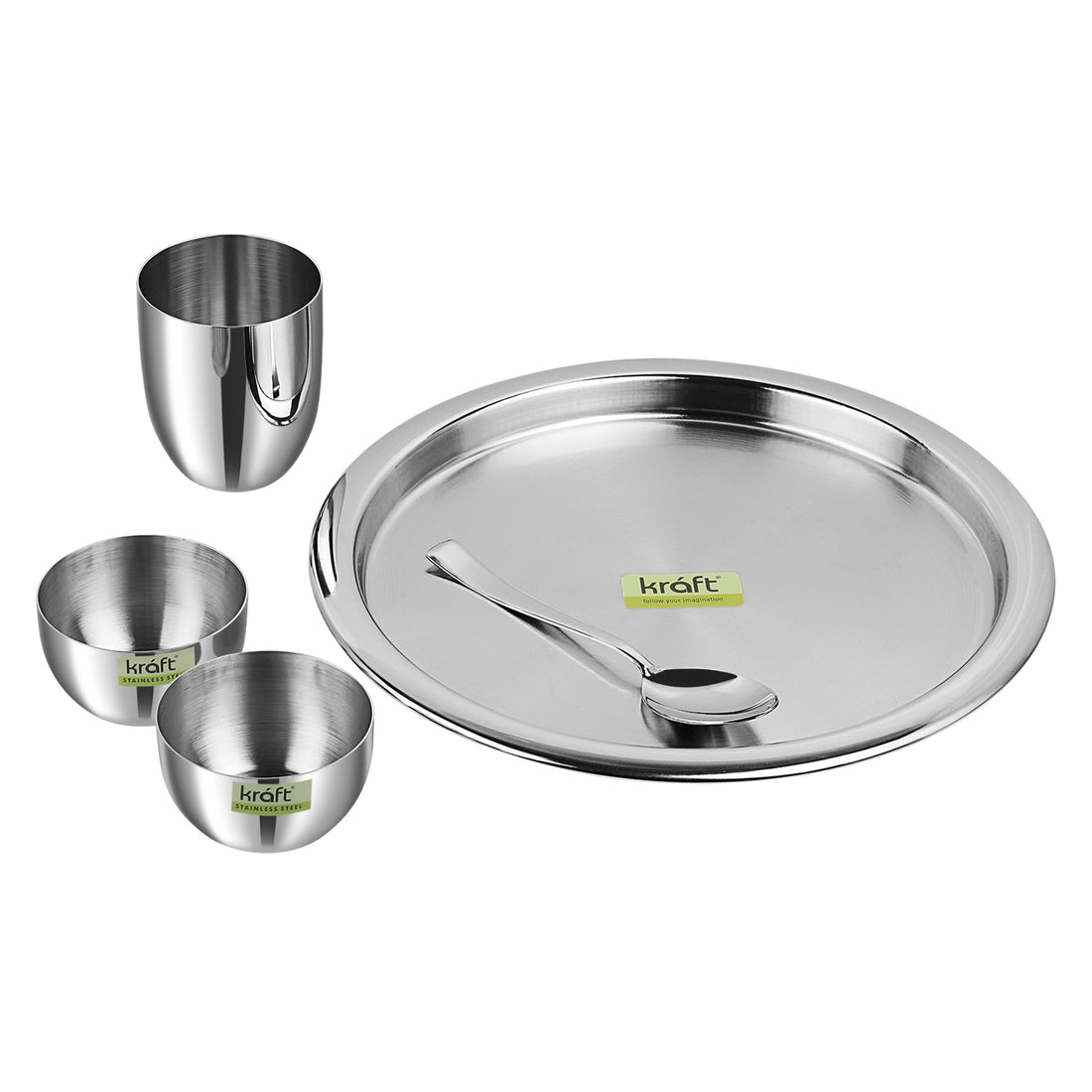 Kraft Stainless Steel Thali 5 pieces Dinner / Lunch Set