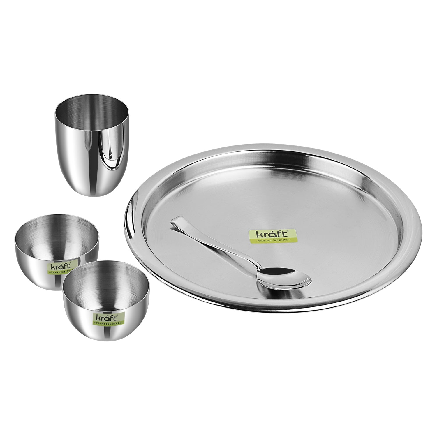 Kraft Stainless Steel Thali 5 pieces Dinner / Lunch Set