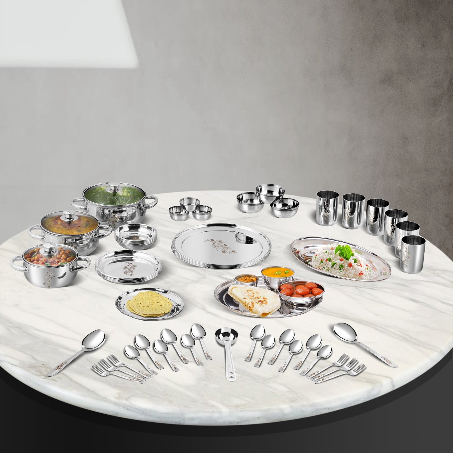 Kraft stainless steel Tulip 61pc dinner set final image