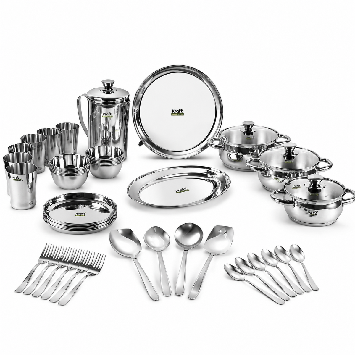Kraft Stainlesss Steel Milano Dinner/Lunch Set - 57 pc