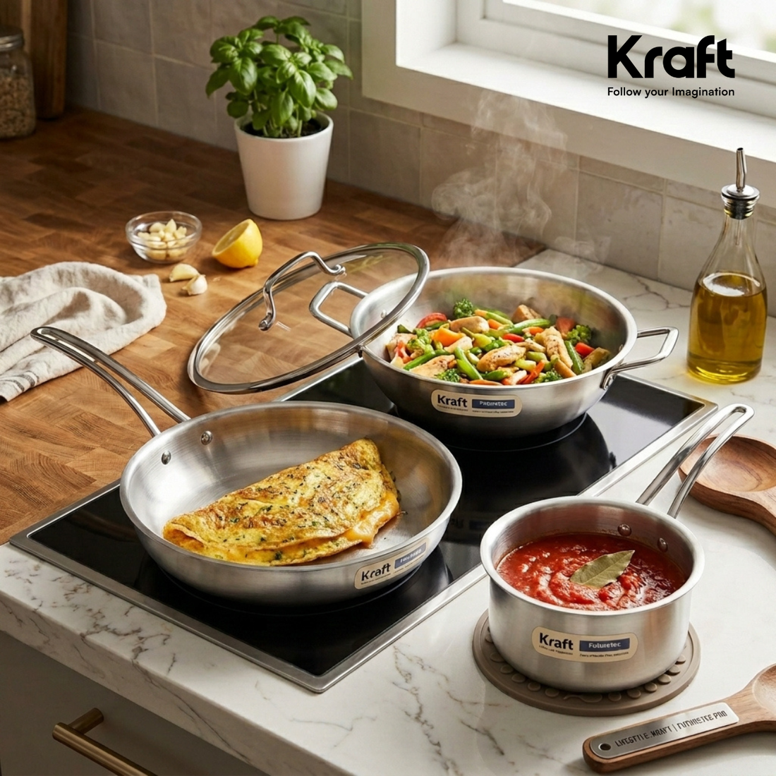 Kraft Futuretec 4pc combo set induction friendly stainless steel product view