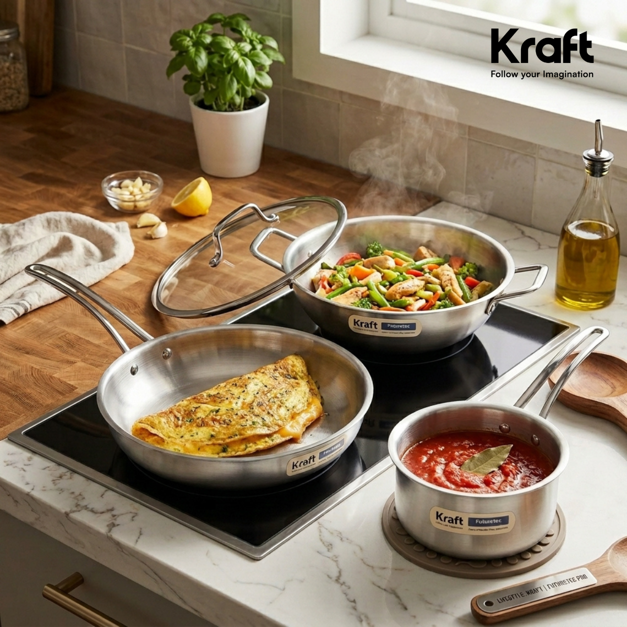 Kraft Futuretec 4pc combo set induction friendly stainless steel product view
