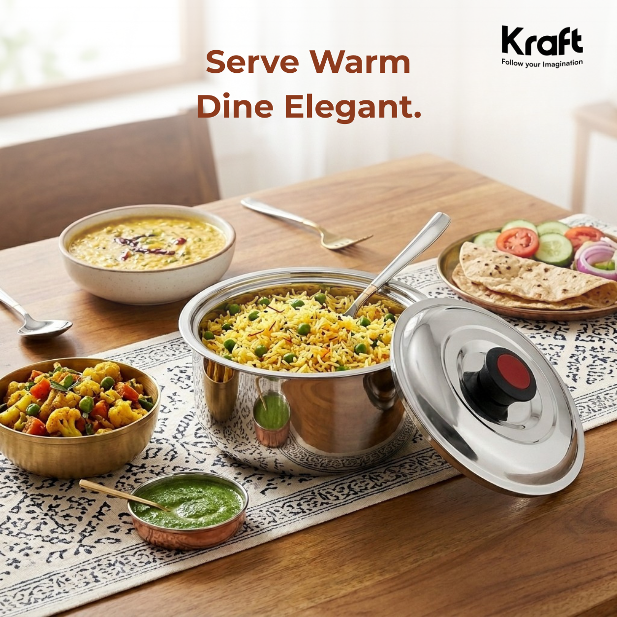 Kraft Mercury Stainless Steel Casserole | Roti / Chapati Box