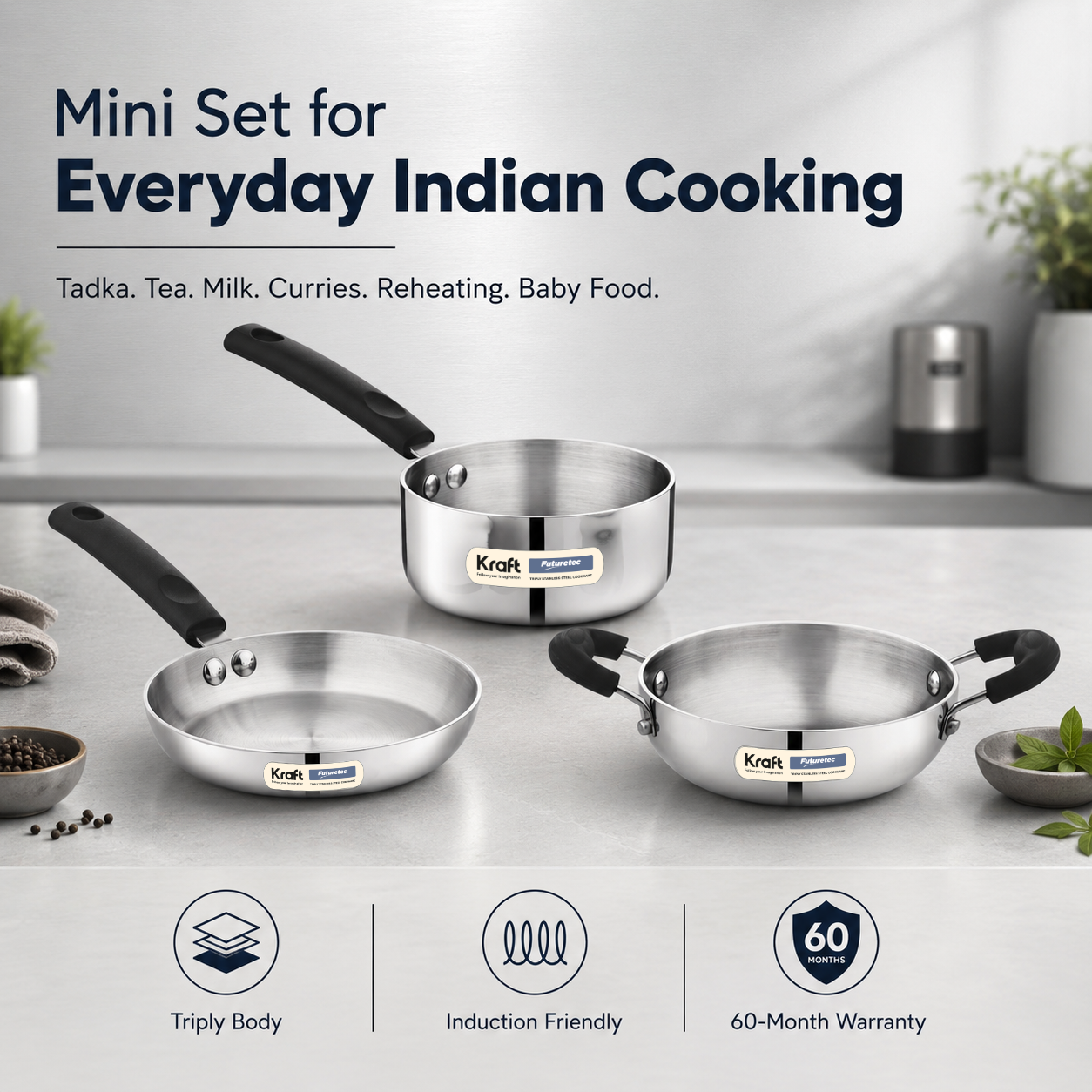 Kraft Futuretec Triply mini combo set 3pc view 7 stainless