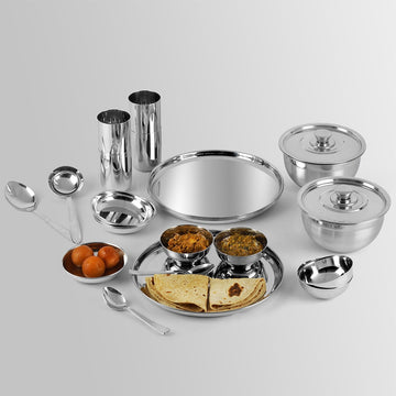 Kraft stainless steel dinner set 24pc plates bowls glasses spoons