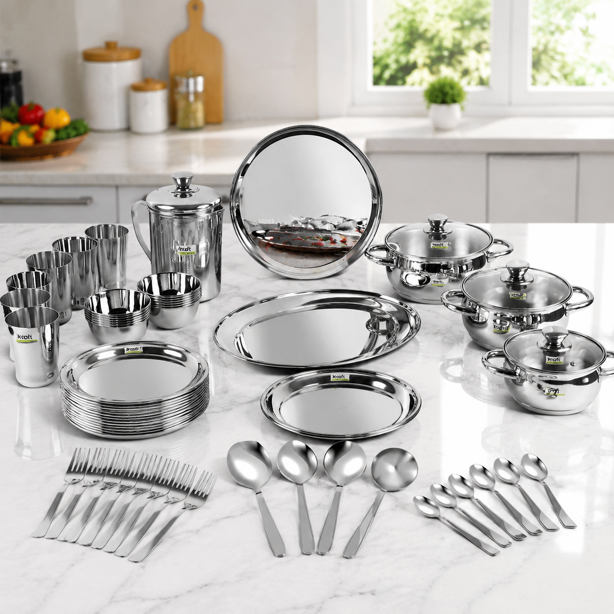 Kraft Stainlesss Steel Milano Dinner/Lunch Set - 57 pc