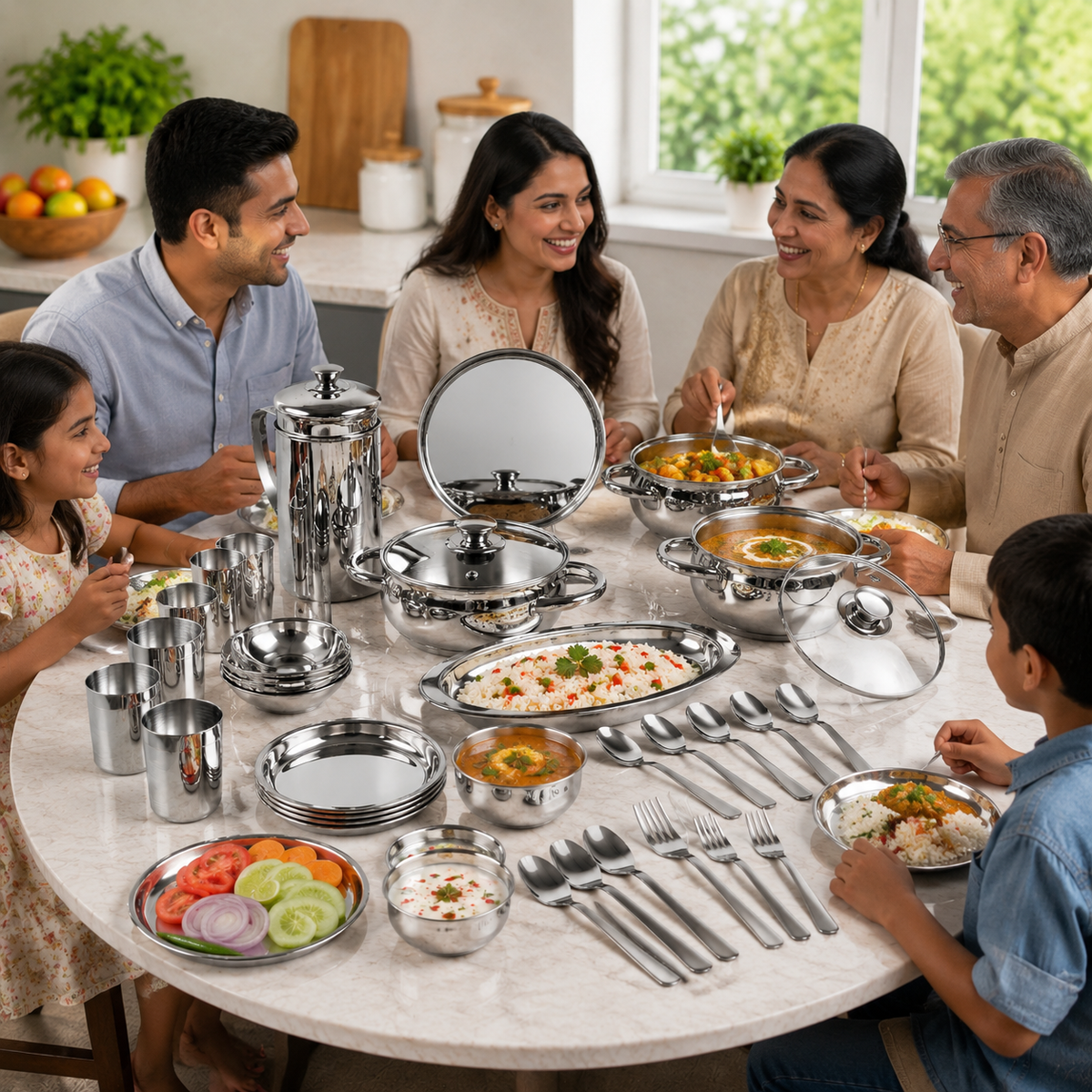 Kraft Stainlesss Steel Milano Dinner/Lunch Set - 57 pc