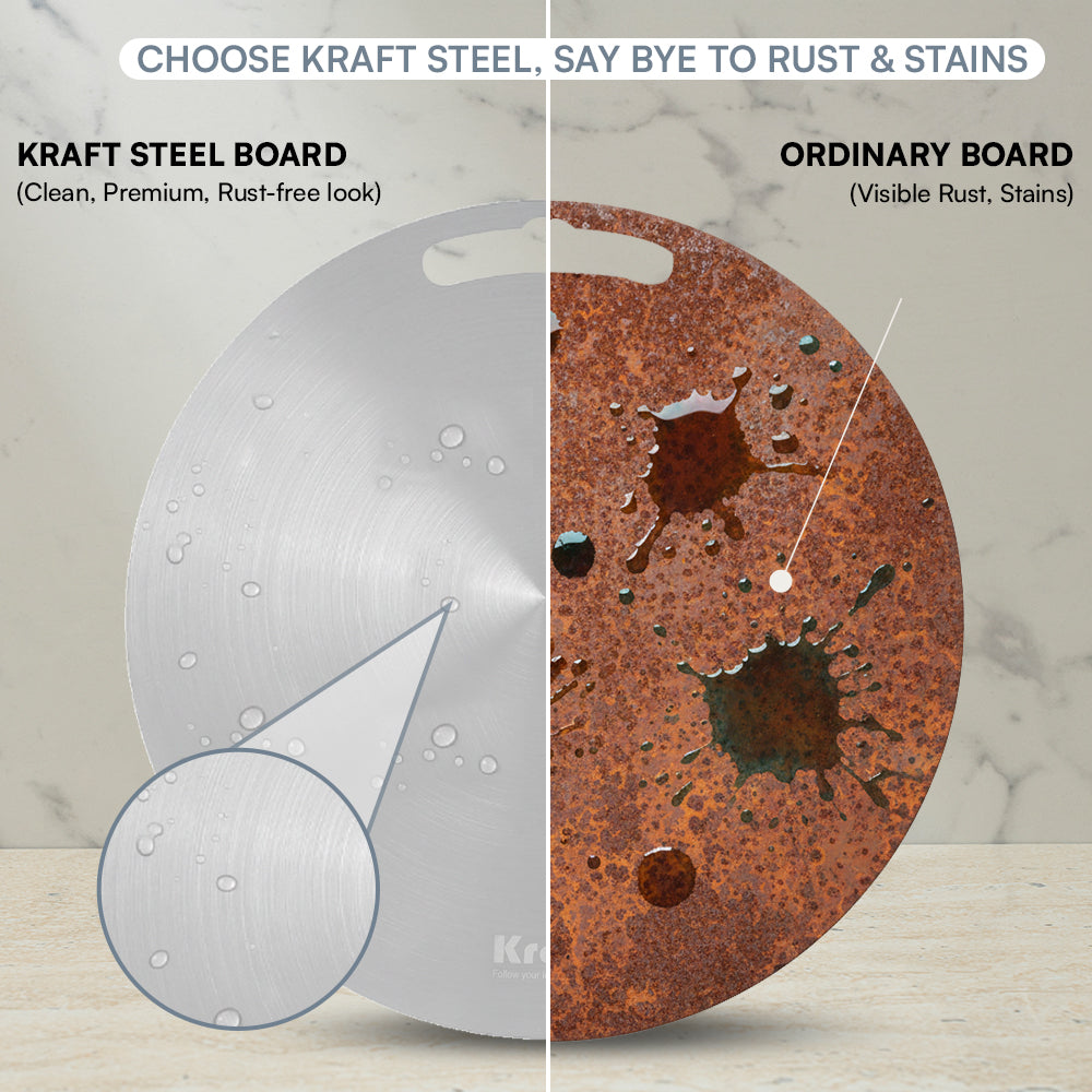 Kraft stainless steel circular chopping board view 7 kitchen