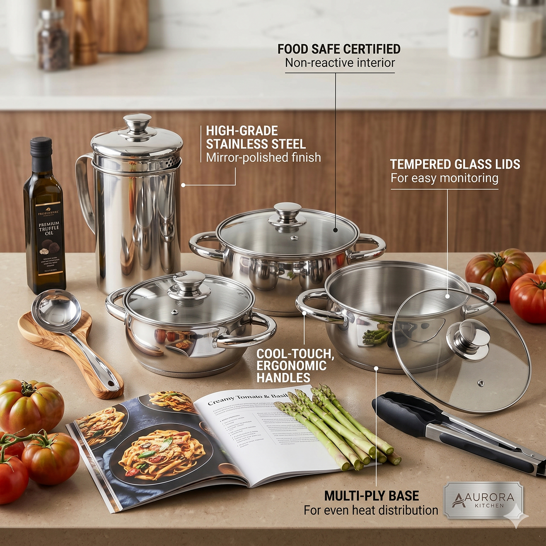 Kraft Stainlesss Steel Milano Dinner/Lunch Set - 57 pc