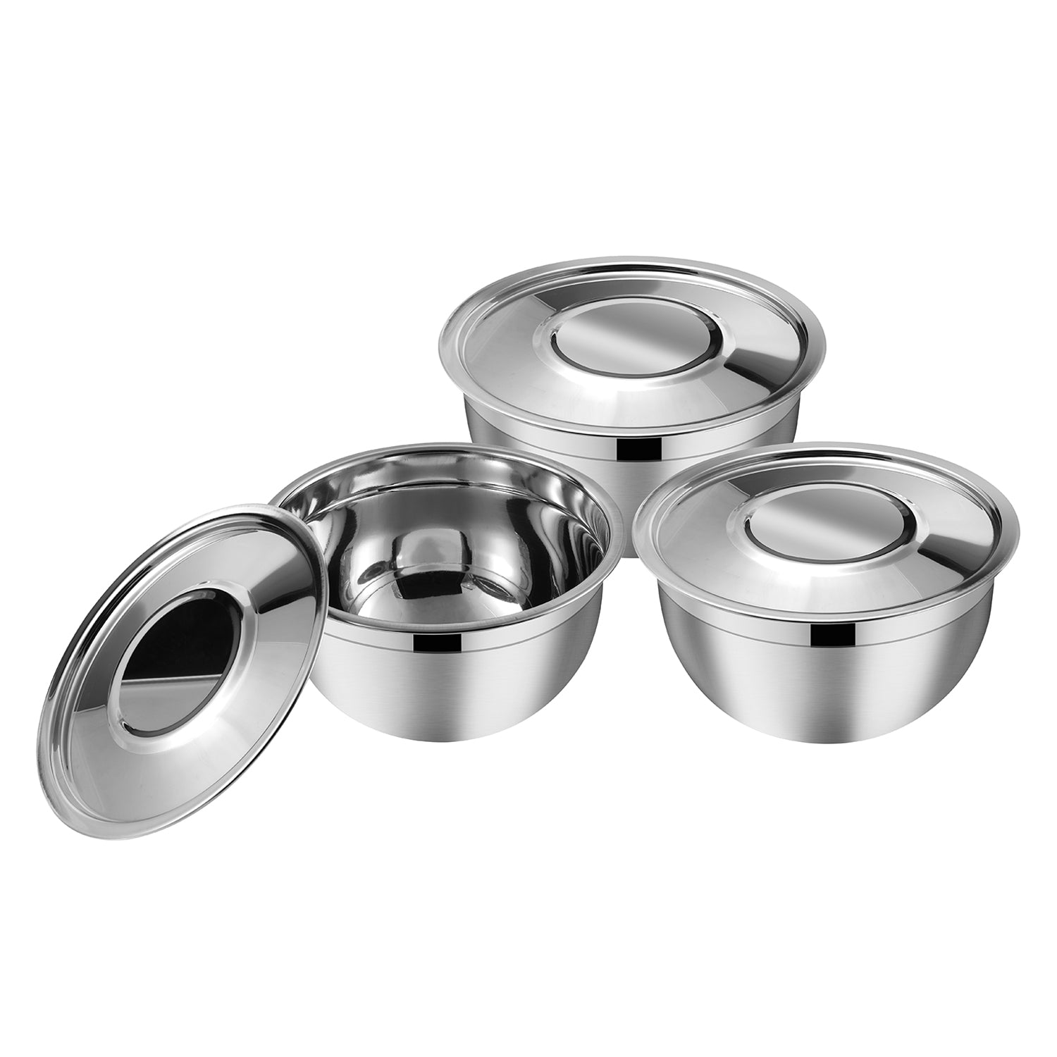 Kraft stainless steel serving bowl with lid feature