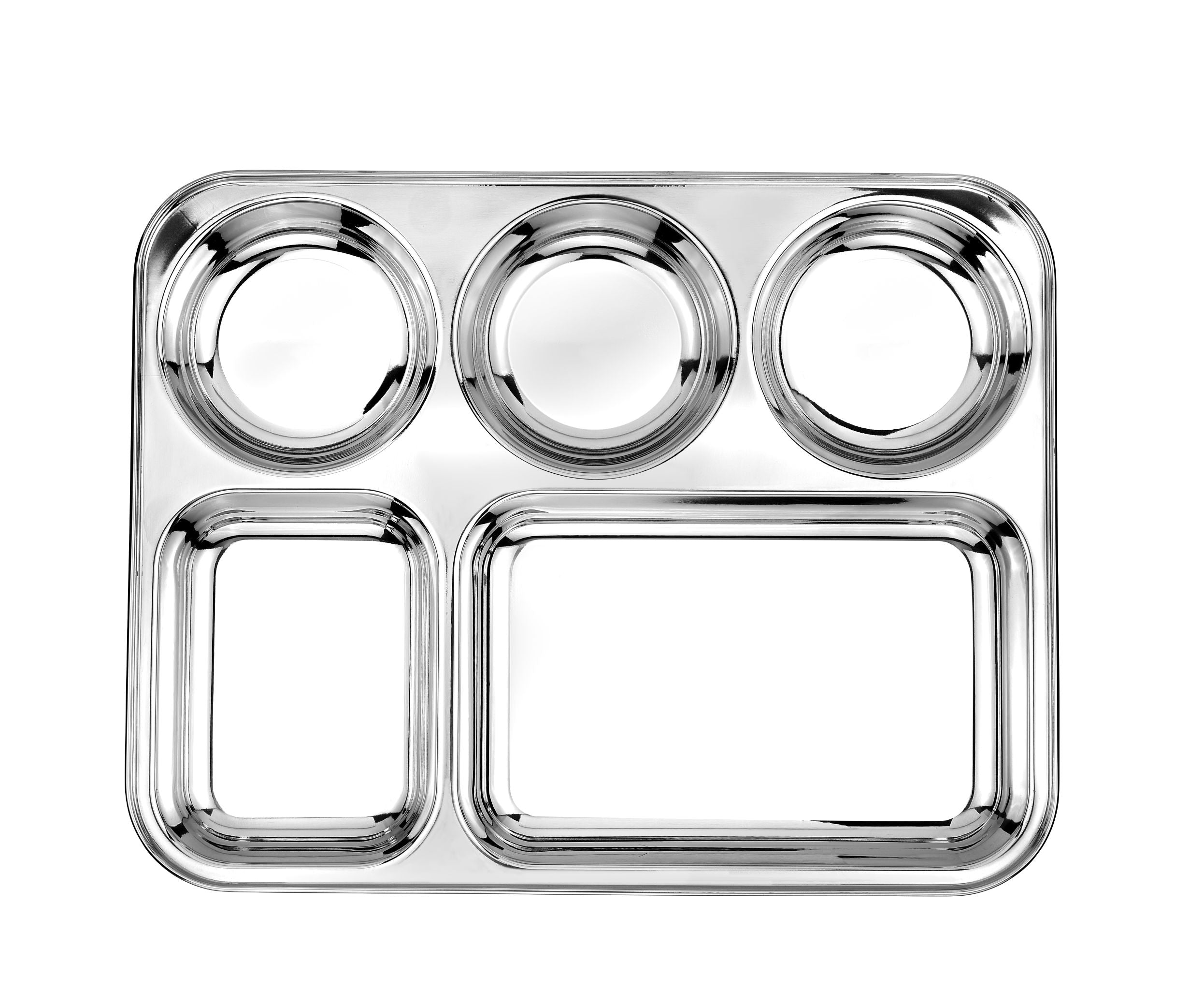 Kraft Stainless Steel 5 in 1 Canteen Plate  Compartment Meal Plate for Lunch, Dinner & Snacks