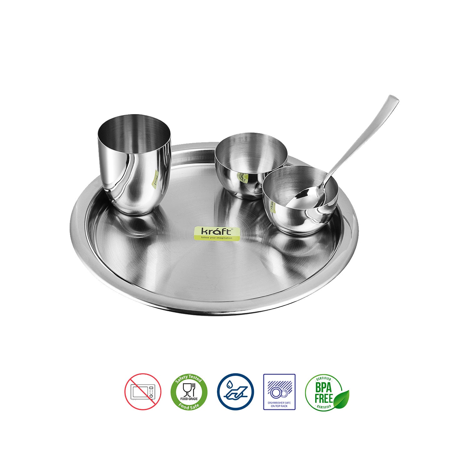 Kraft Stainless Steel Thali 5 pieces Dinner / Lunch Set