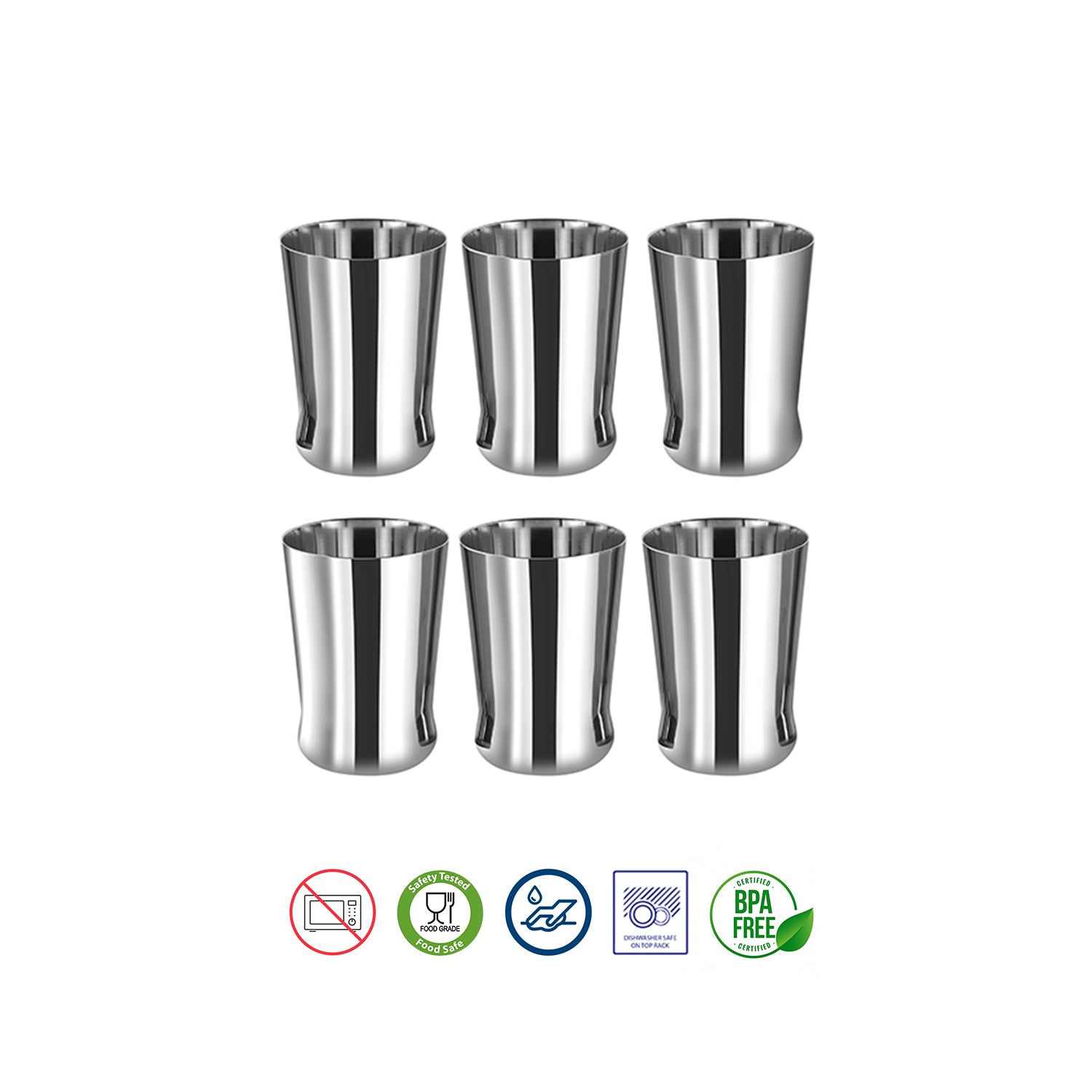 Kraft stainless steel Milano 6pc juice glass set overview