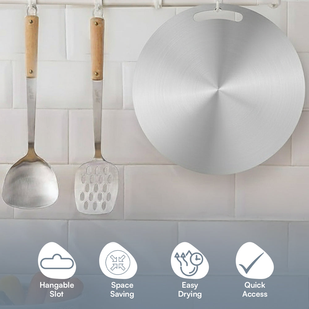 Kraft stainless steel circular chopping board view 3 detail