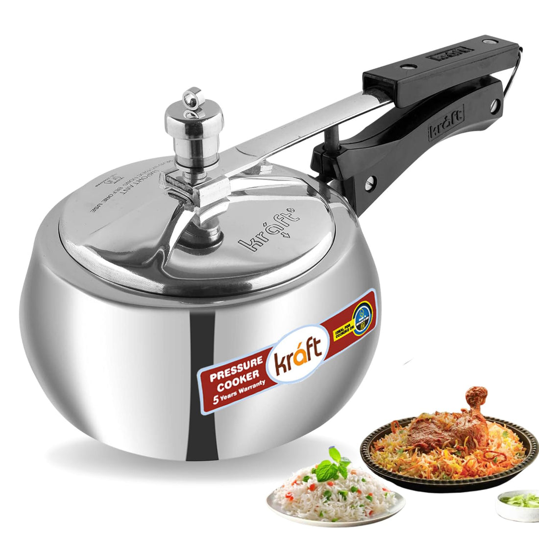 Kraft Stylo aluminium inner lid pressure cooker induction friendly