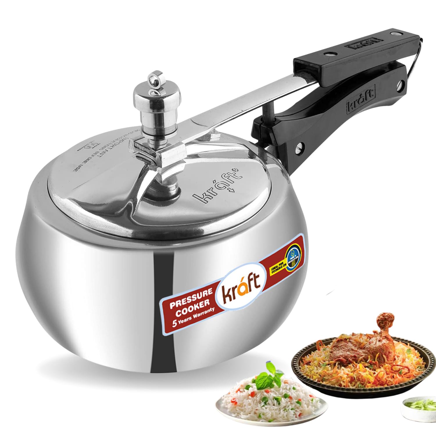 Kraft Stylo aluminium pressure cooker induction view 2