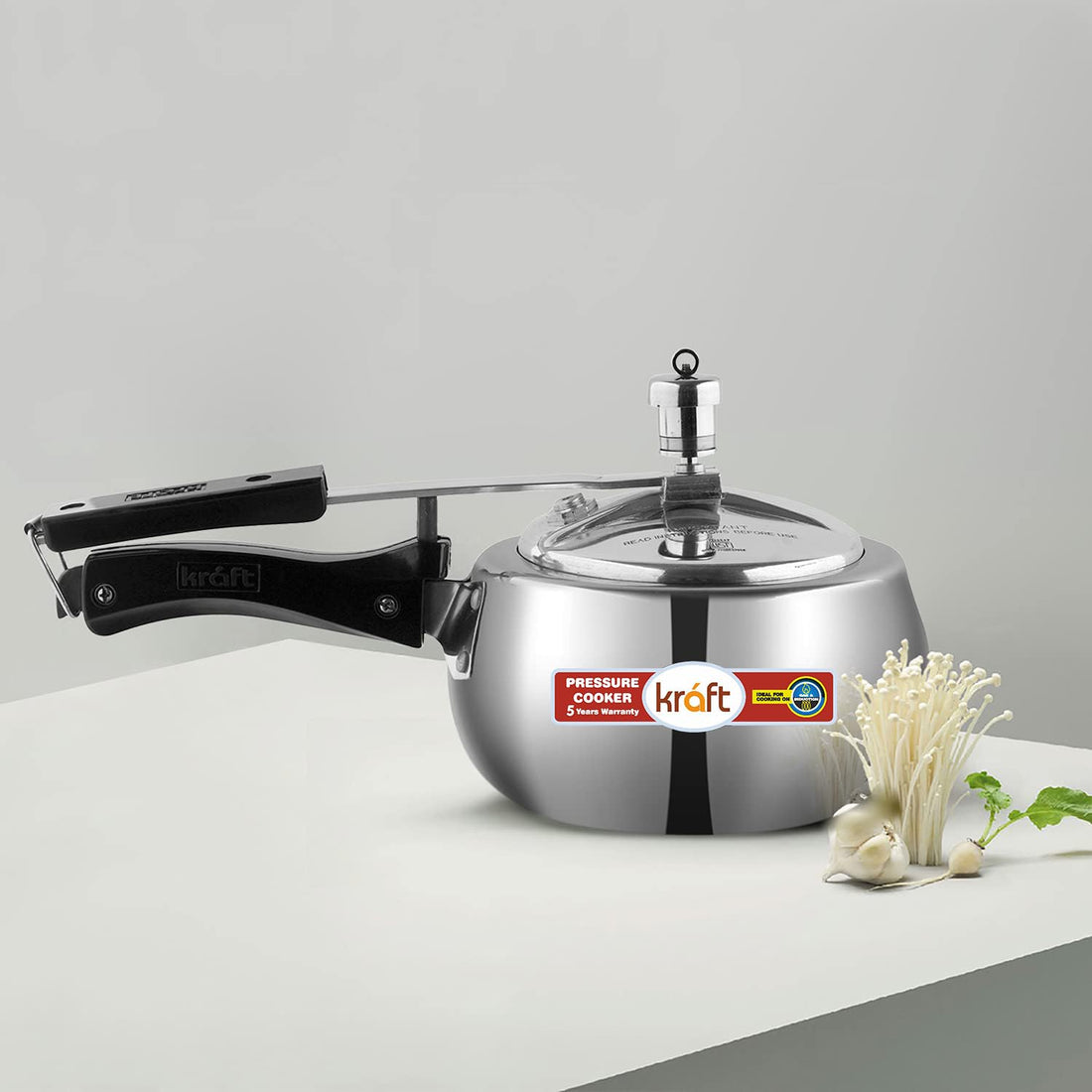 Kraft Stylo aluminium inner lid pressure cooker induction friendly