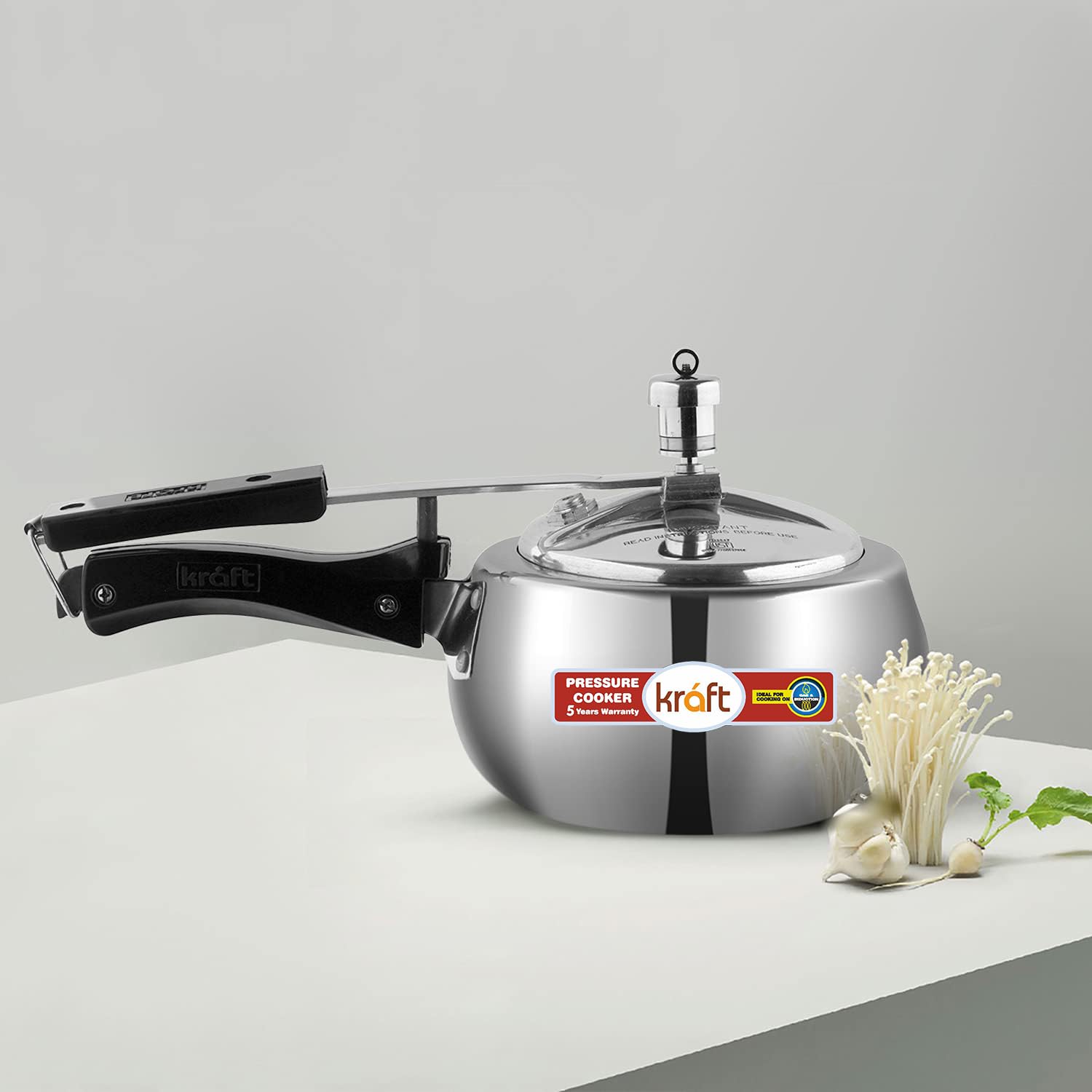 Kraft Stylo aluminium inner lid pressure cooker induction friendly
