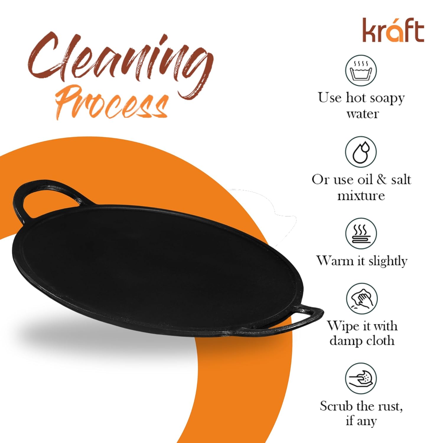 Kraft cast iron dosa tawa cleaning instructions black skillet