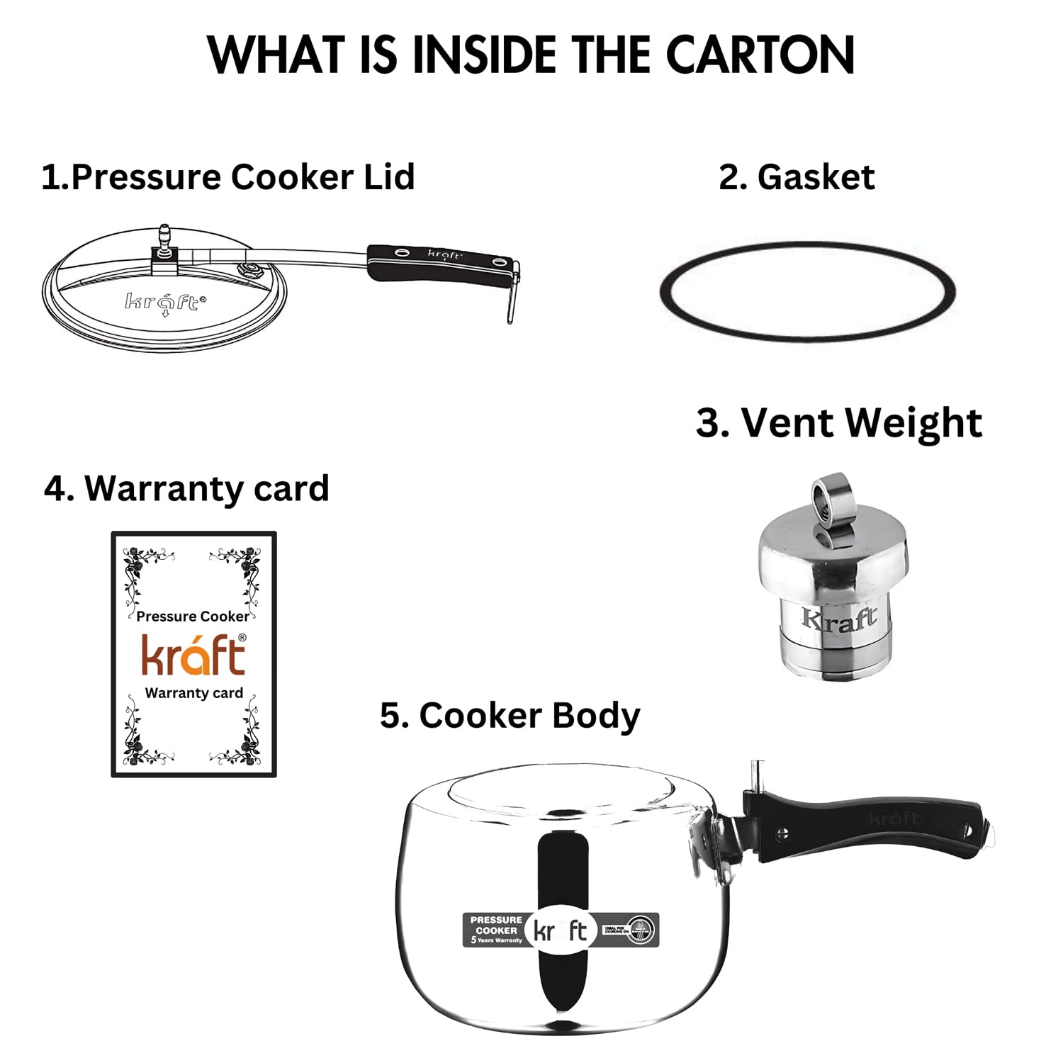 Kraft Stylo aluminium pressure cooker induction detail