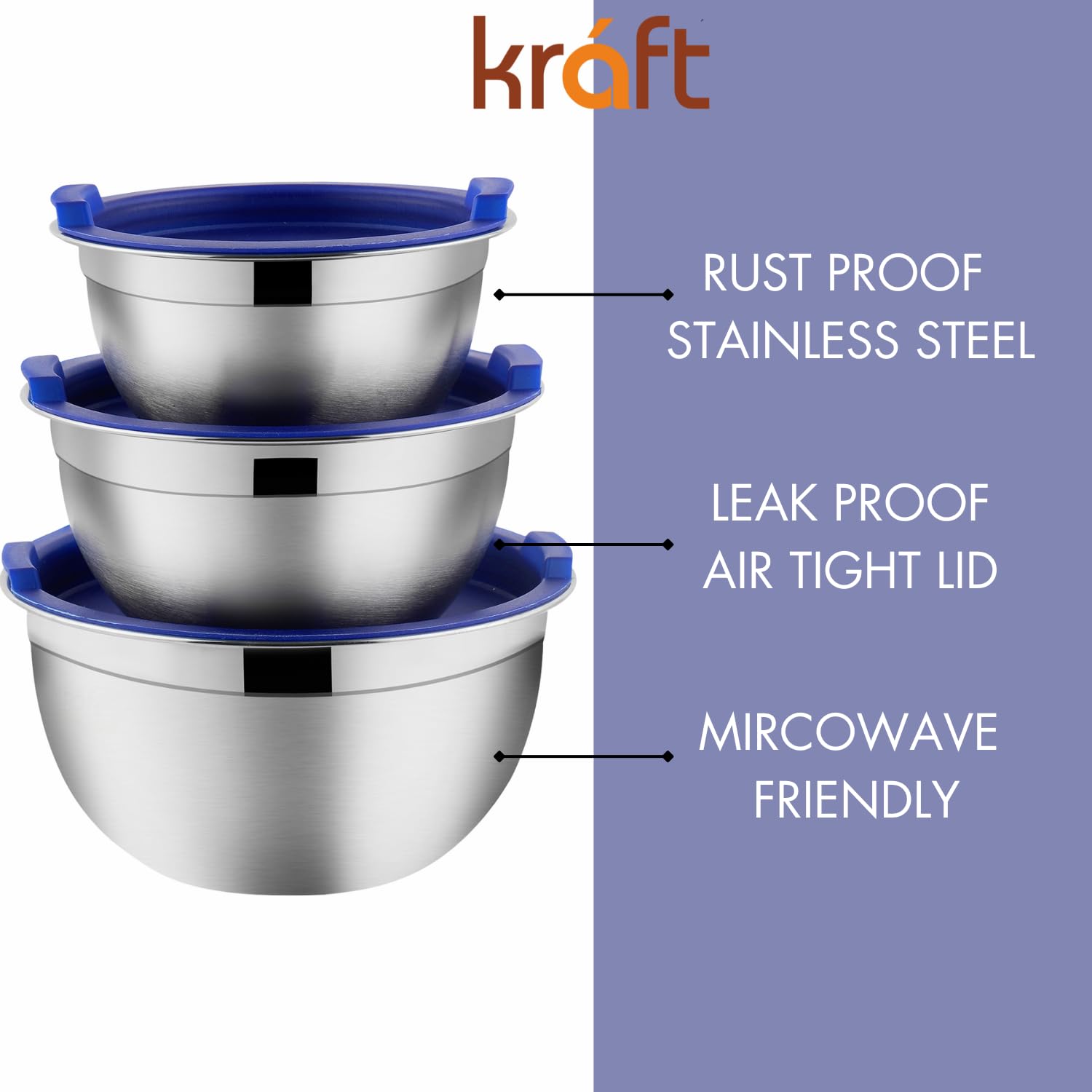 Kraft stainless steel serve storage set 3pc view 3