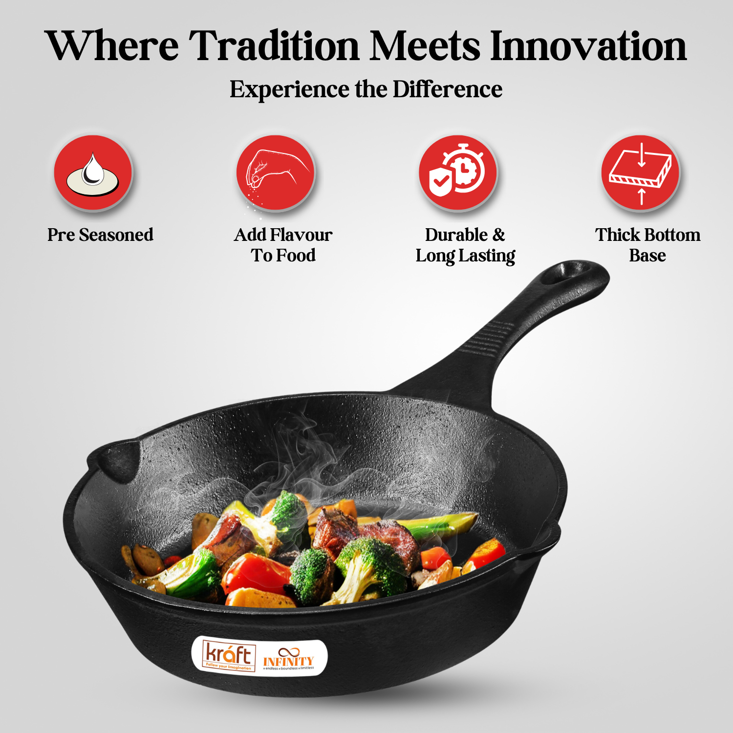 Kraft Infinity cast iron frypan features induction skillet