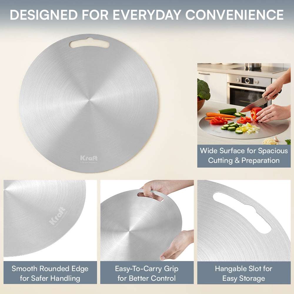 Kraft stainless steel circular chopping board view 6 lifestyle
