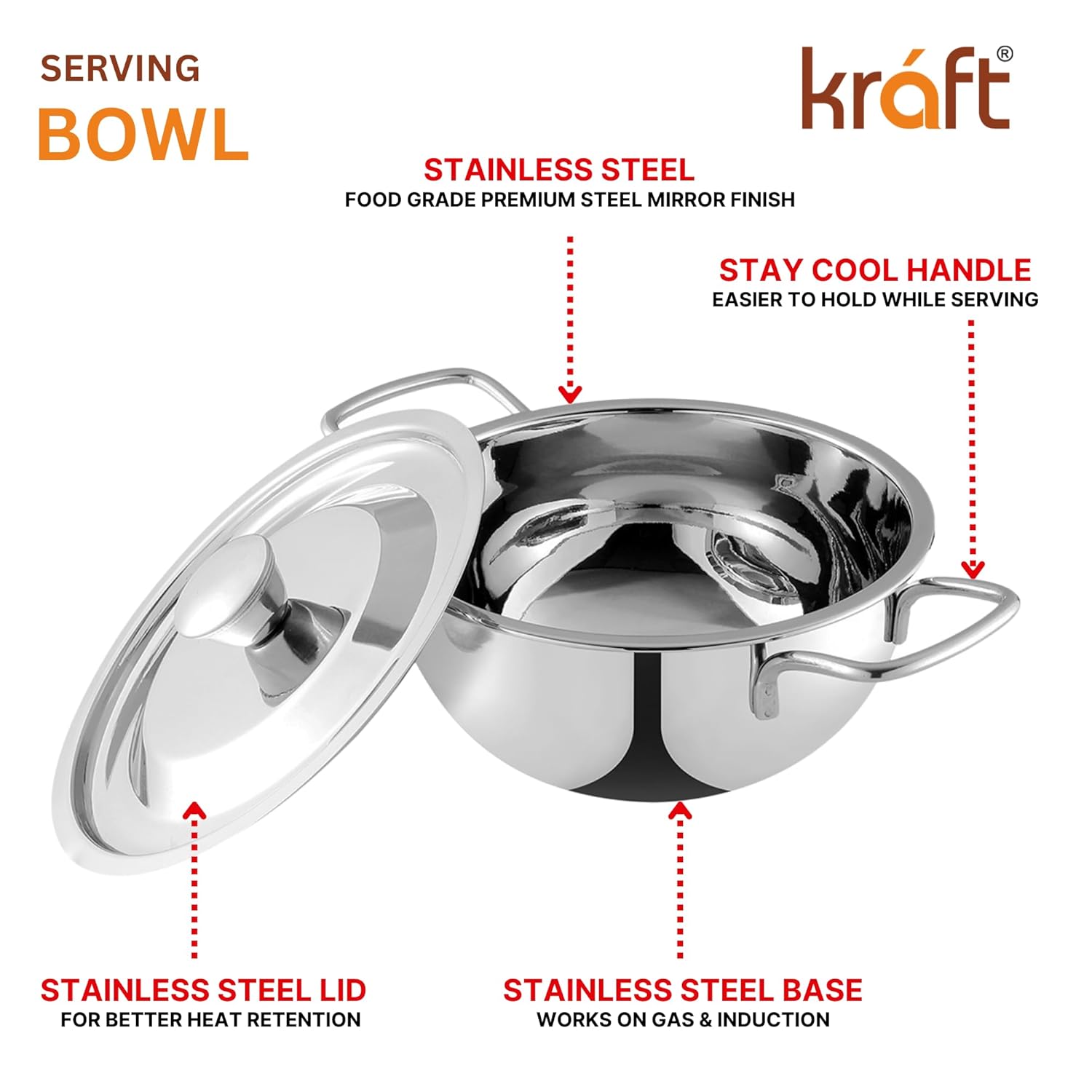 Kraft Roma stainless steel bowl set view 5 storage
