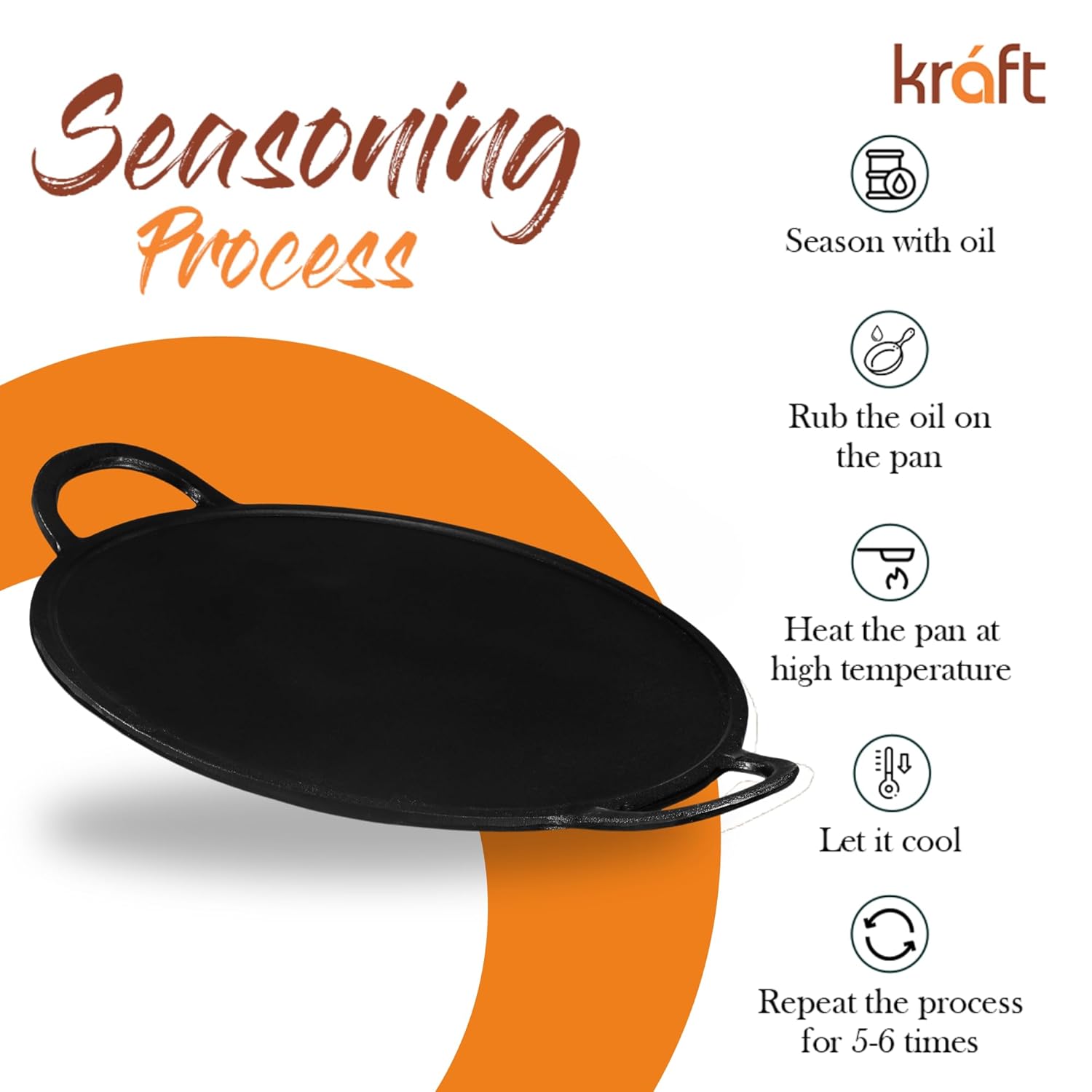 Kraft cast iron dosa tawa seasoning instructions induction