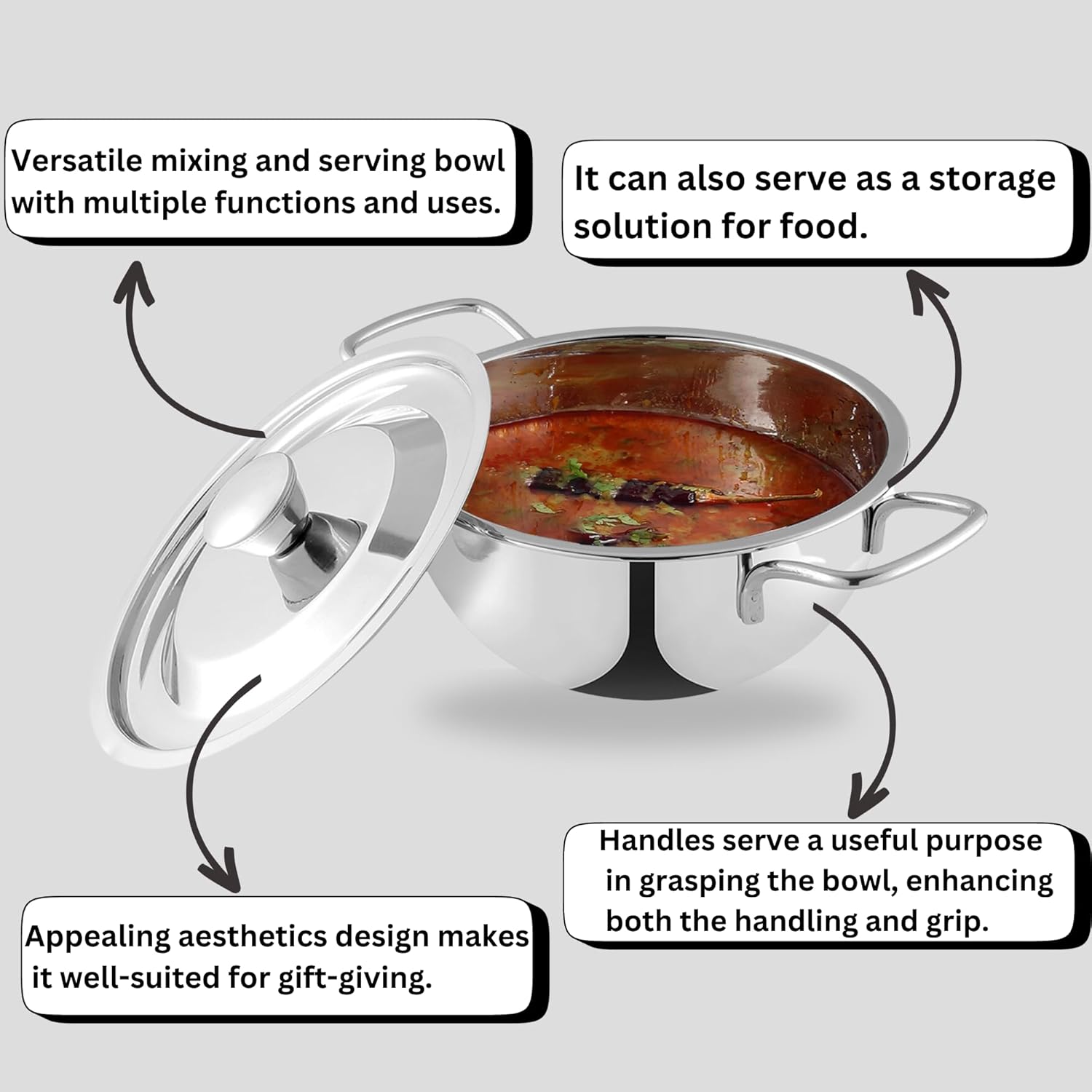 Kraft Roma stainless steel bowl set view 6 serveware