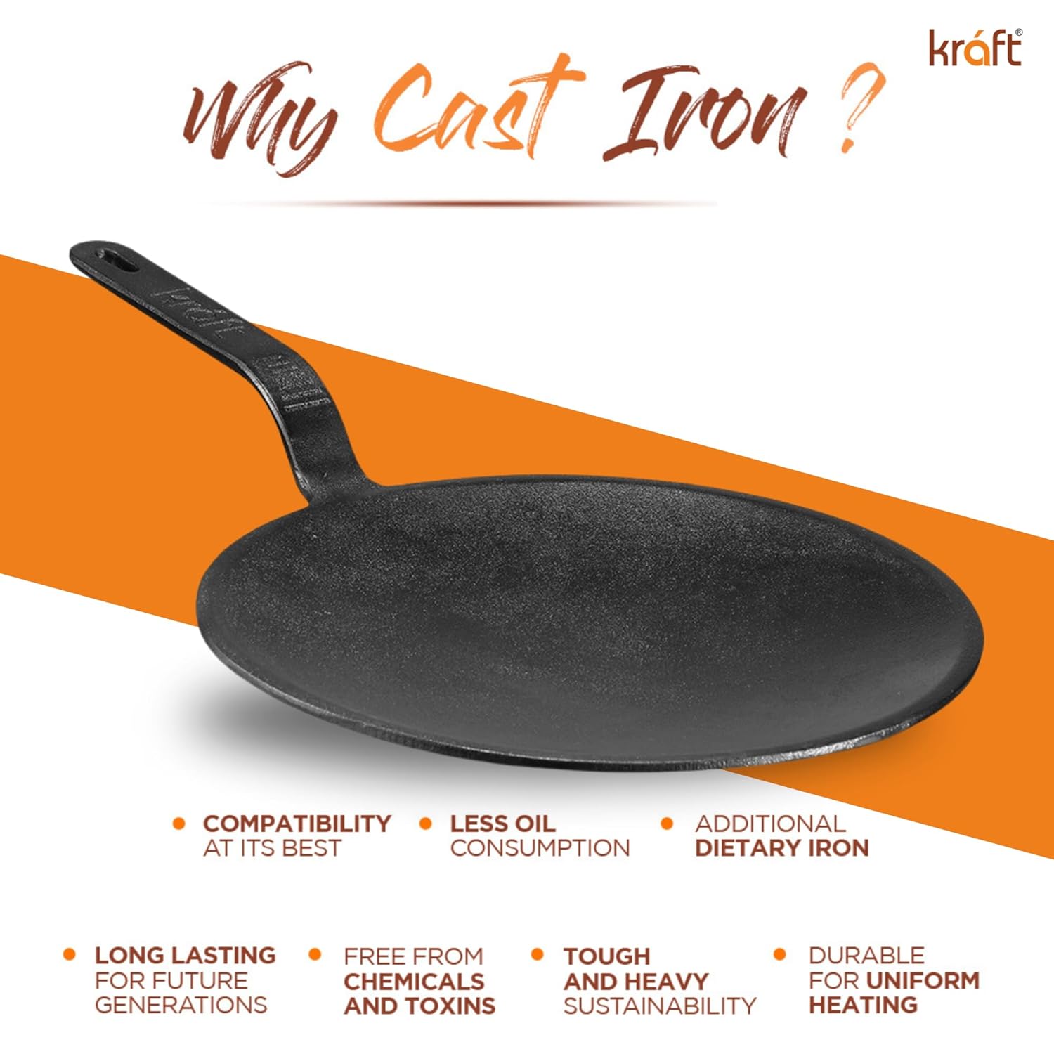 Kraft Infinity cast iron roti tawa 26cm kitchen use