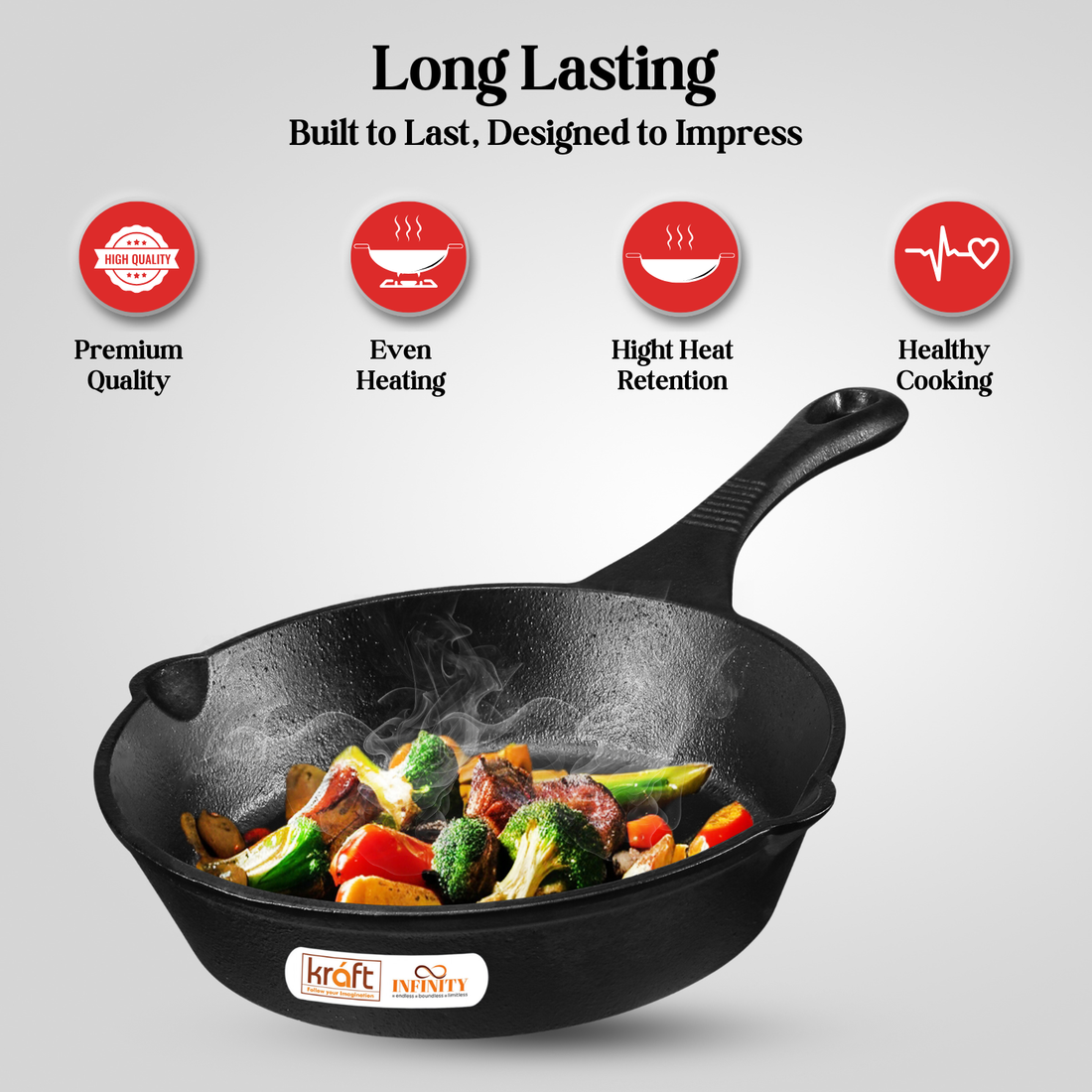 Kraft Infinity cast iron frypan pre-seasoned induction friendly skillet