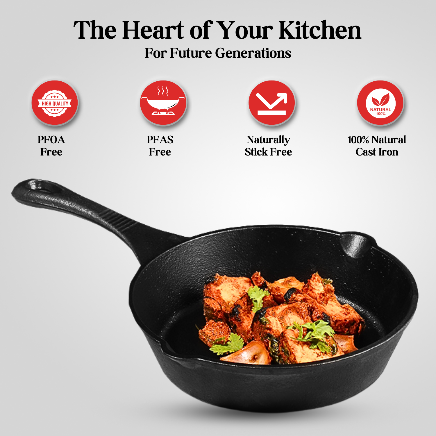 Kraft Infinity cast iron frypan pre-seasoned product view 3