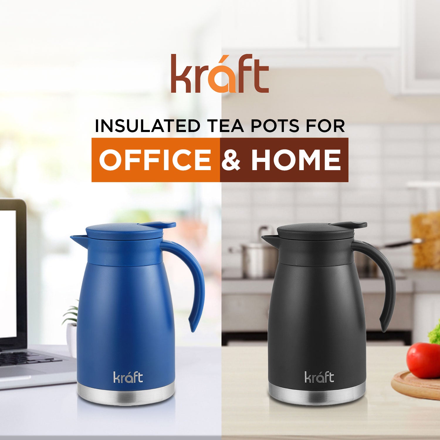 Kraft vacuum insulated stainless steel flask teapot product view