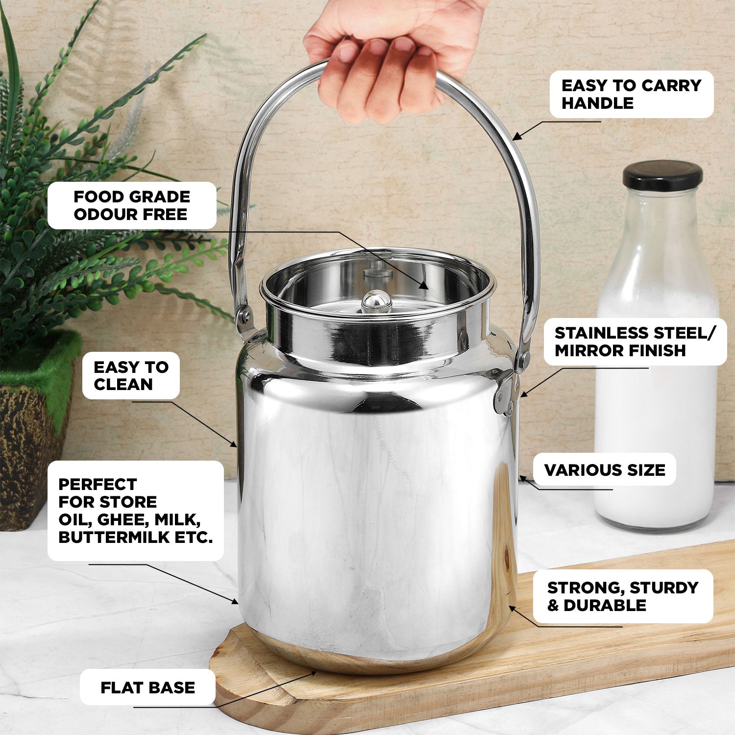 Kraft stainless steel barni liquid container large size kitchen