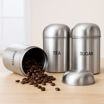 Kraft High Dome stainless steel canister set 2 3pc kitchen storage