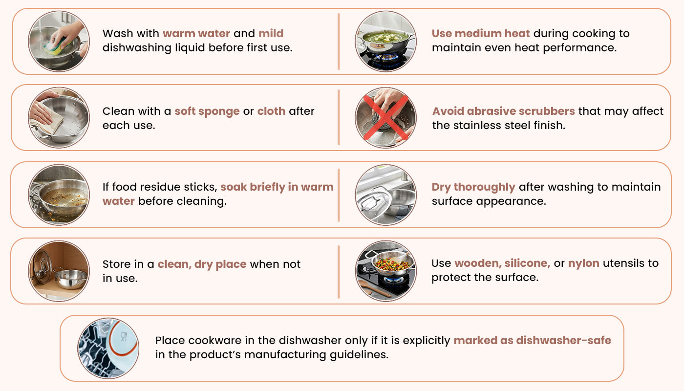 Kraft Futuretec Triply Pro Dosa Tawa (Induction Friendly) - Care Guide
