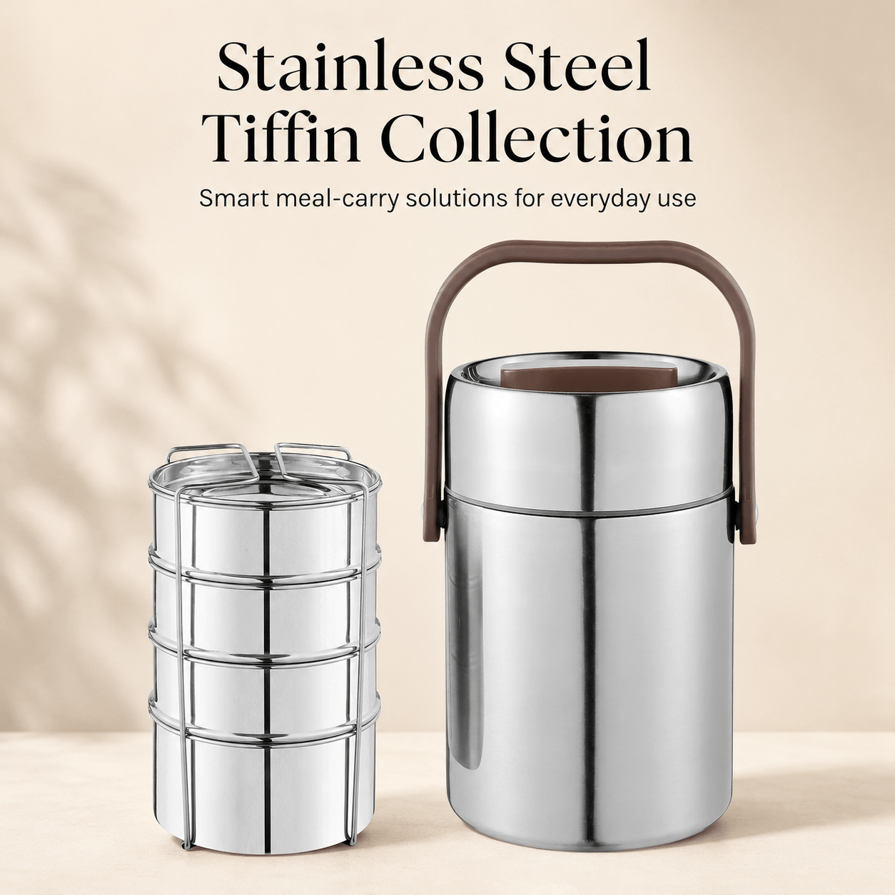 Kraft Perma-Therm Stainless Steel Tiffin – 3 & 4 Tier Options | 1.6 L & 1.9 L